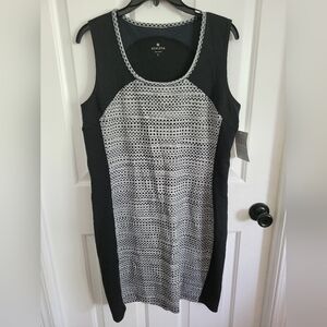 NWT Womens Athleta Dot Fuse Athletic Activewear Dress Gray Black Polka Dot Mesh